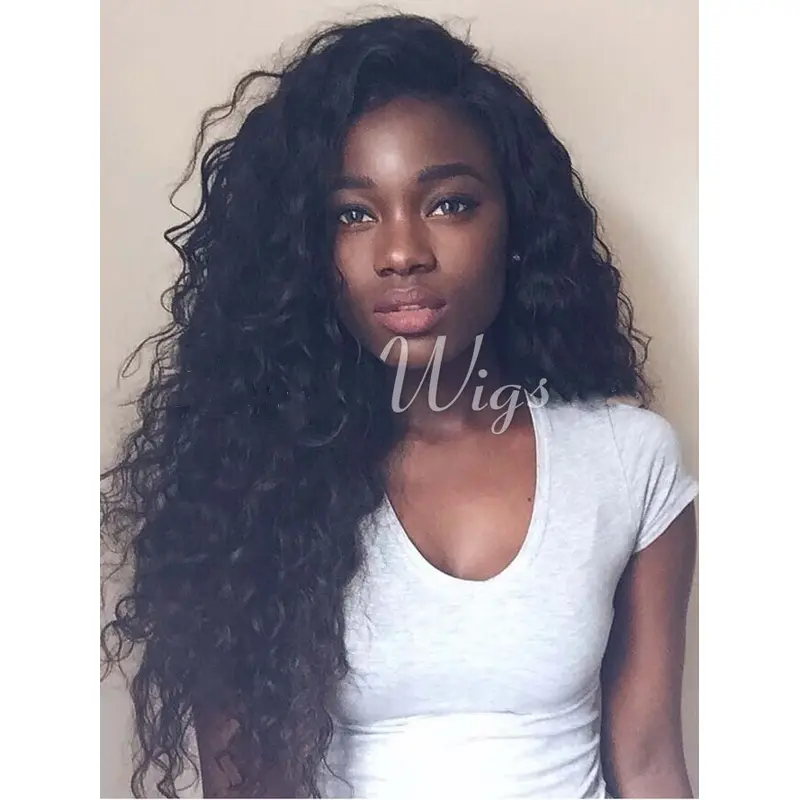 Long Kinky Curly Wigs Afro Indian Remy Hair Without Bangs