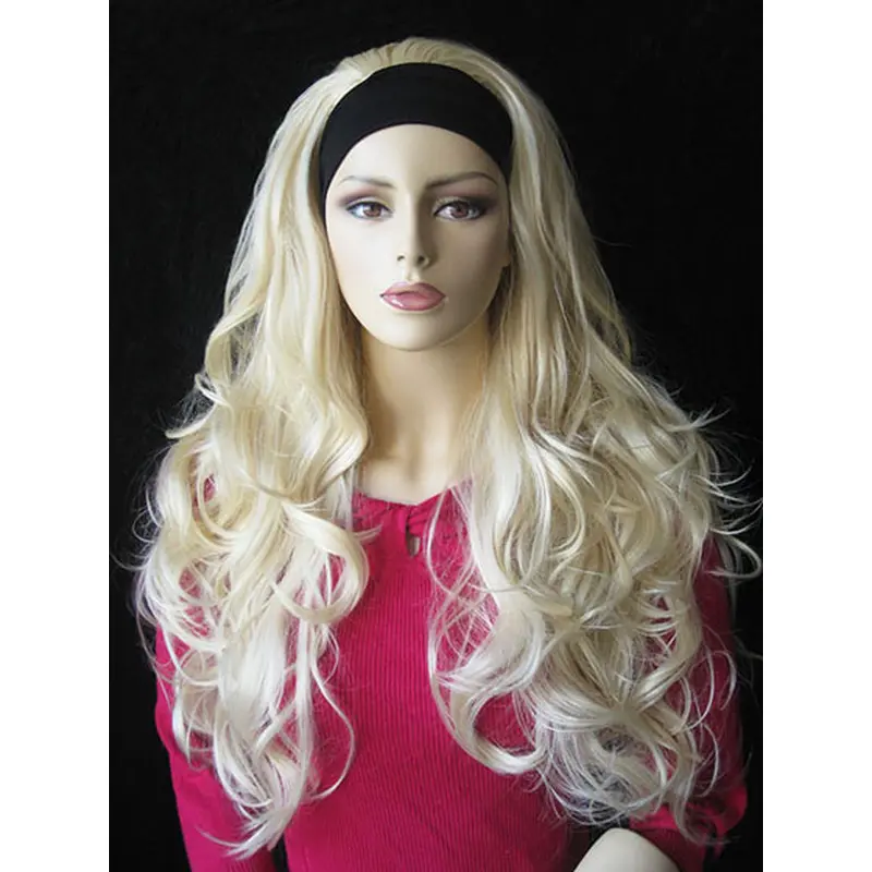 Style Blonde Wavy Long Human Hair Wigs & Half Wigs