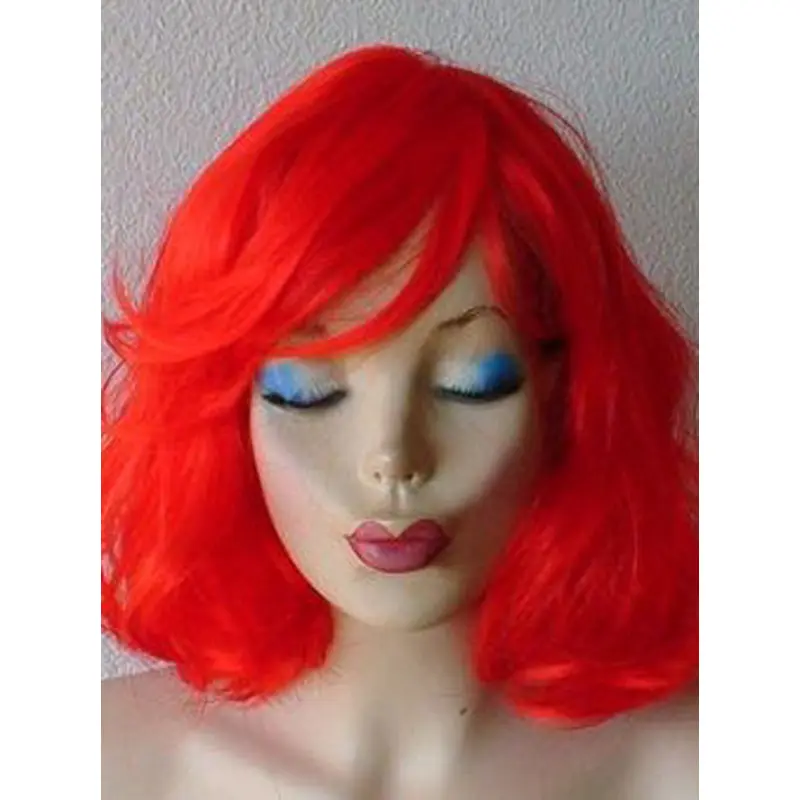 14 Inches Wavy Bright Red Sexy Lace Front Synthetic Wigs