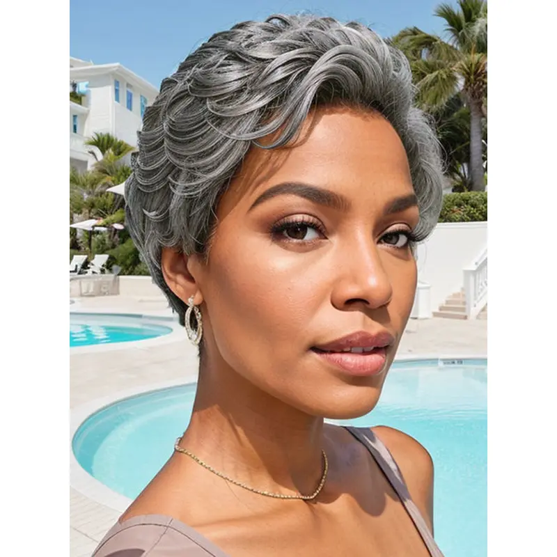 African American Wigs Synthetic 4" Cropped Curly Wigs
