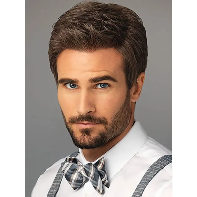 New Arrival 4" Straight Brown Classic Men Wigs