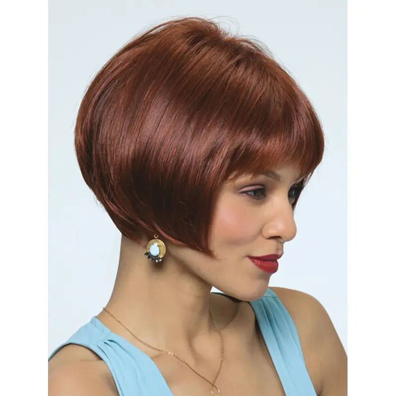 Refined Red Straight Chin Length Bob Wigs