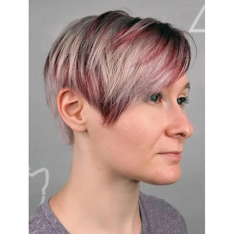 Short Gray Wigs Cropped Synthetic Straight Wig Short Style Wigs