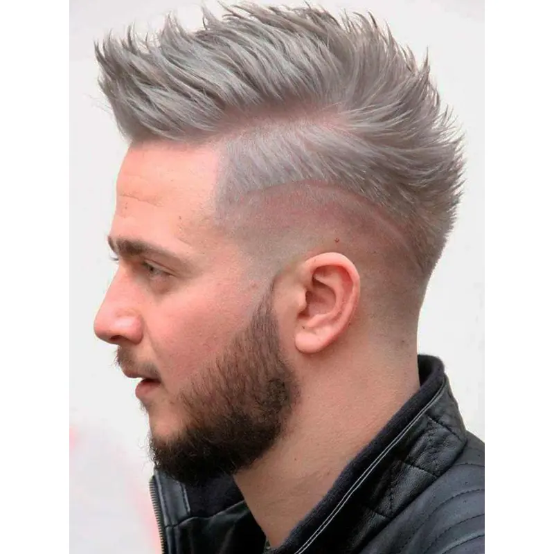 Mens Grey Hair Wigs Remy Human Hair Straight 4" Monofilament Wigs