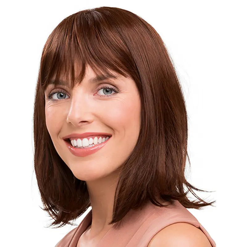 Shoulder Length Capless Auburn Straight 14" Synthetic Medium Length Wig