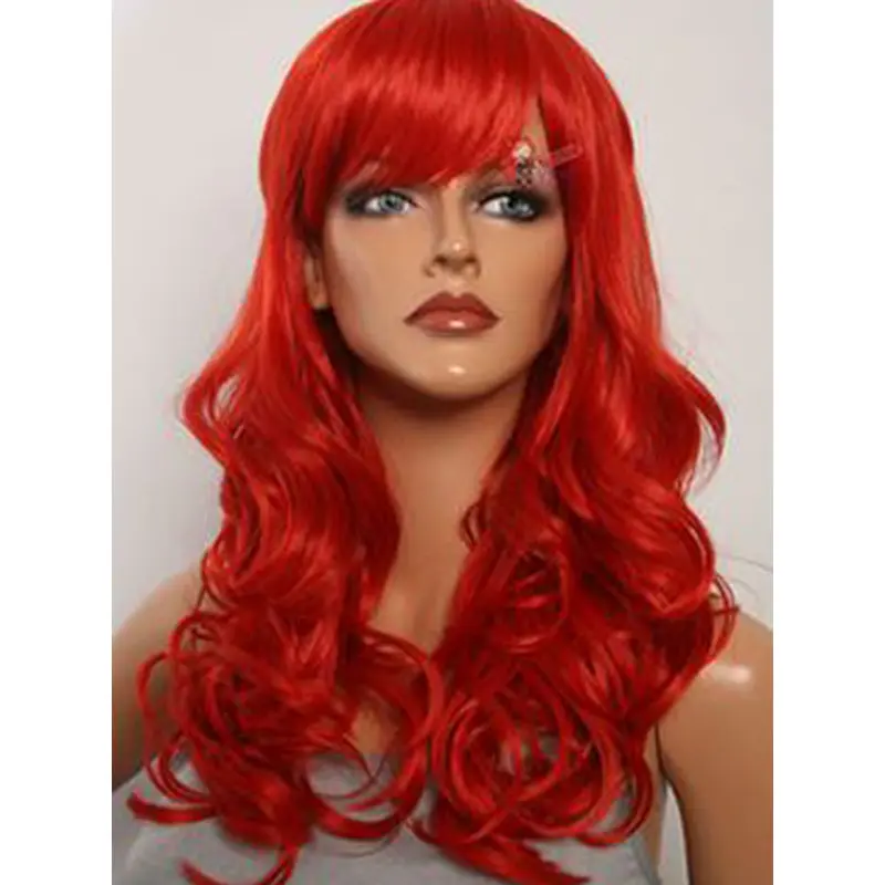 20 Inches Long Wavy Elegent Lace Front Red Synthetic Wigs