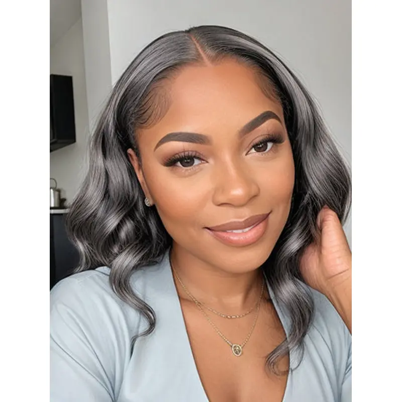 African American Salt And Pepper Wigs Long Wavy Without Bangs Wigs