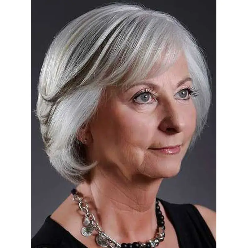 Chin Length Capless Straight Wigs for Lady 12 Inch