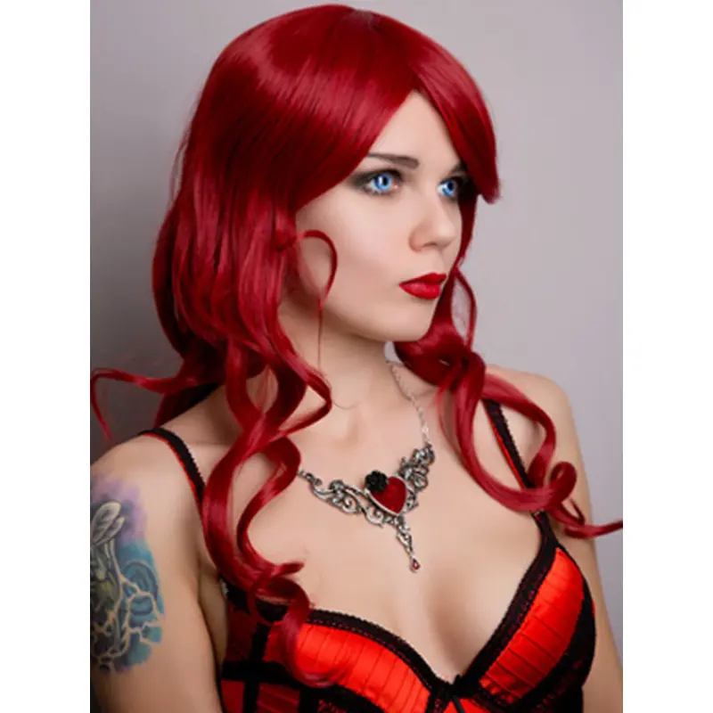 Dark Red 20 Inches Wavy Style Lace Front Human Wigs
