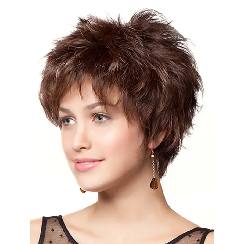 Monofilament Online Layered Wavy Short Wigs