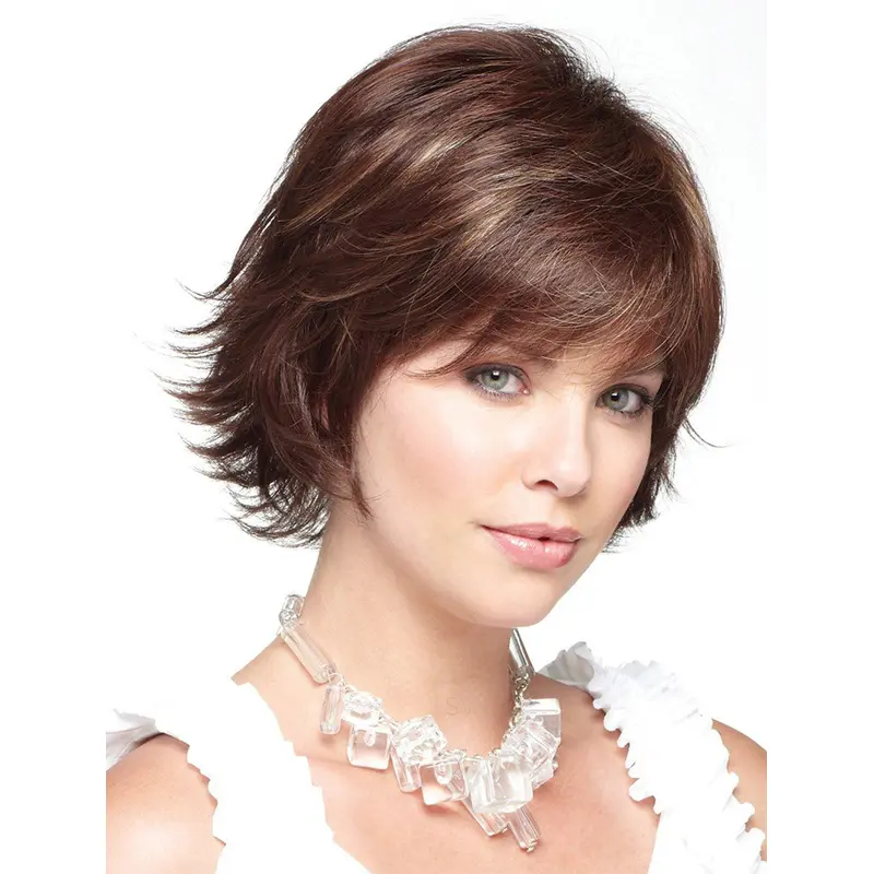 No-fuss Auburn LayeLace Front Wavy Short Wigs