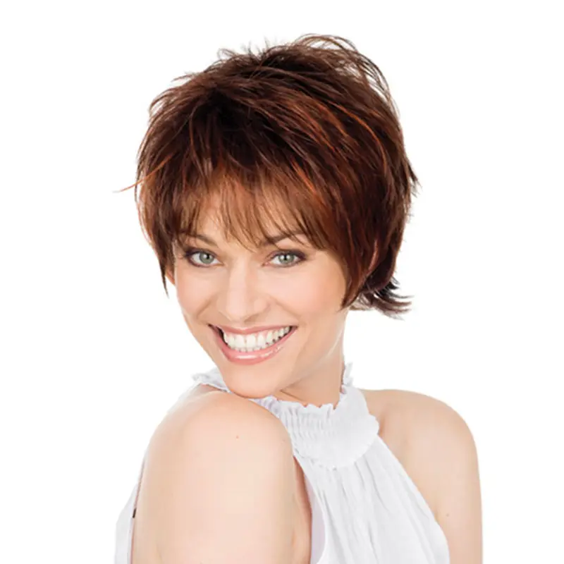 Red Gorgeous With Bangs Straight Short Wigs