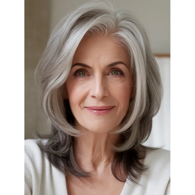 Synthetic Wig Grey 14" Wavy Layered Lace Front Wigs