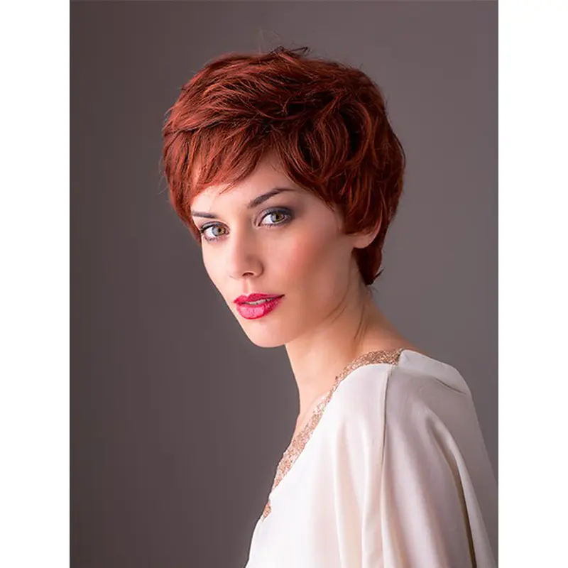 Wavy Red Layered 8" Monofilament Synthetic Short Style Wigs