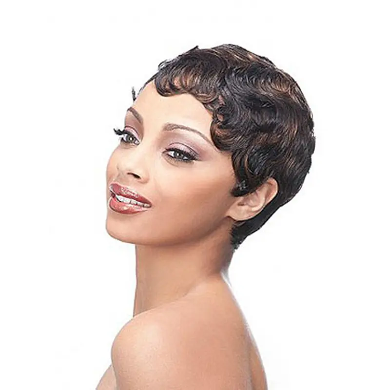 Brown Nice Boycuts Wavy Short Wigs