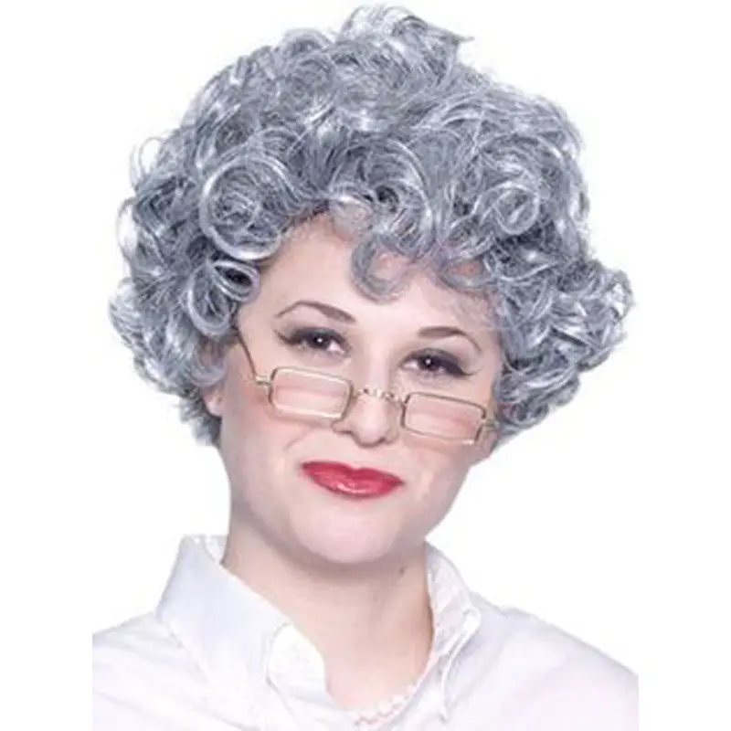 Grey Lady Curly Short Lace Front Wigs