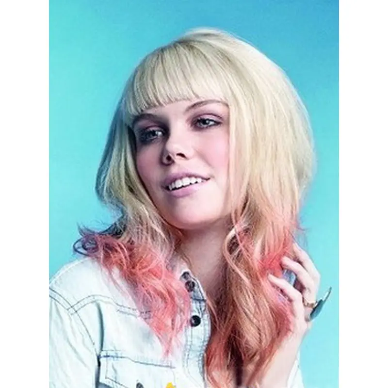 18 Inches Wavy Blonde to Pink 100% Human Hair Ombre Wigs