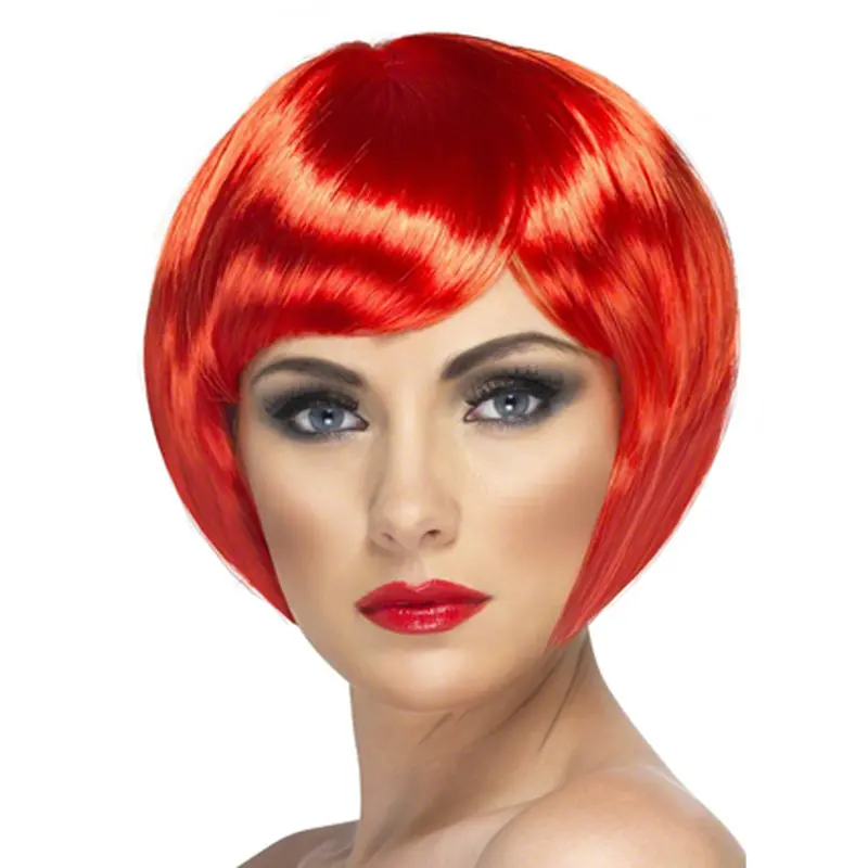 Bright Red Bobs Capless Synthetic Wigs