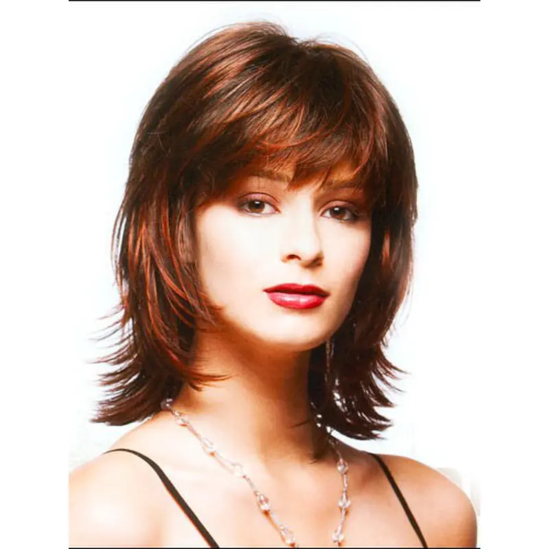 Cosy Synthetic Auburn Straight Medium Wigs