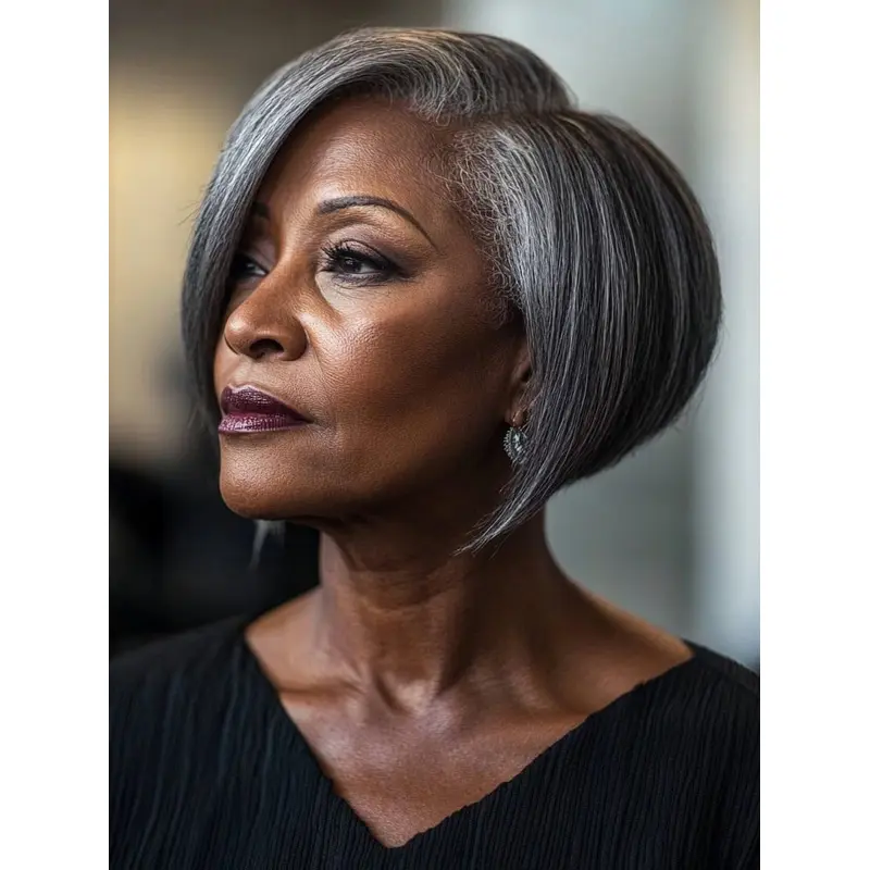 Cute Bob Wigs For African American Lace Front Grey 10" Wigs