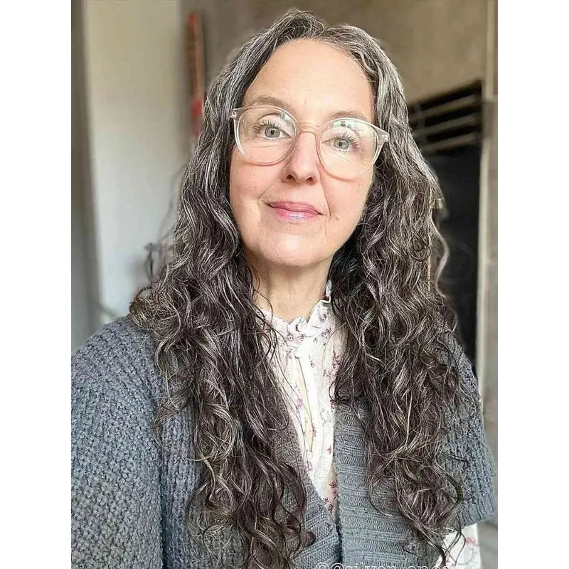 Long Salt And Pepper Wigs 22" Lace Front Layered Wigs