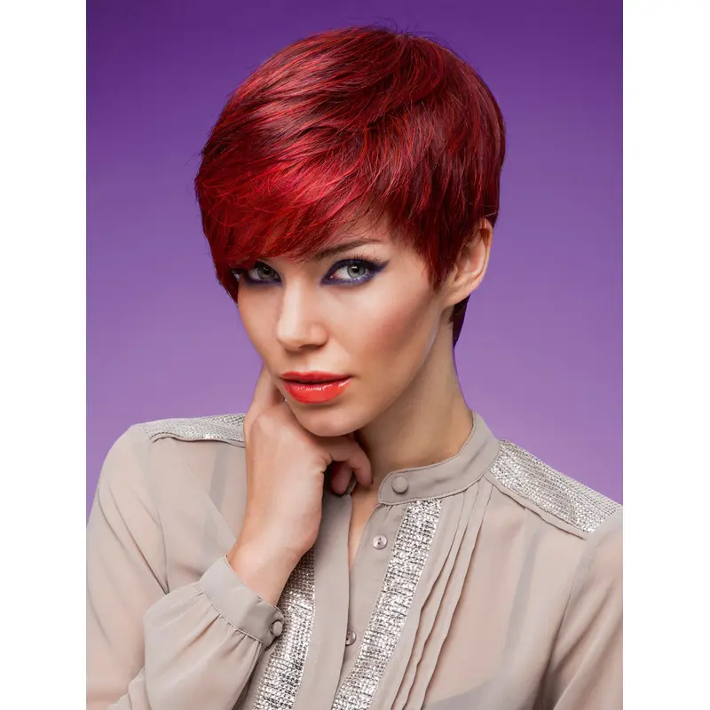 Wholesome Red Monofilament Cropped Synthetic Wigs