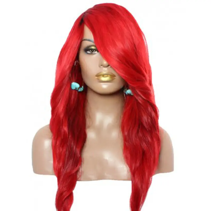 22 Inches With Side Bangs Lace Front Synthetic Wigs