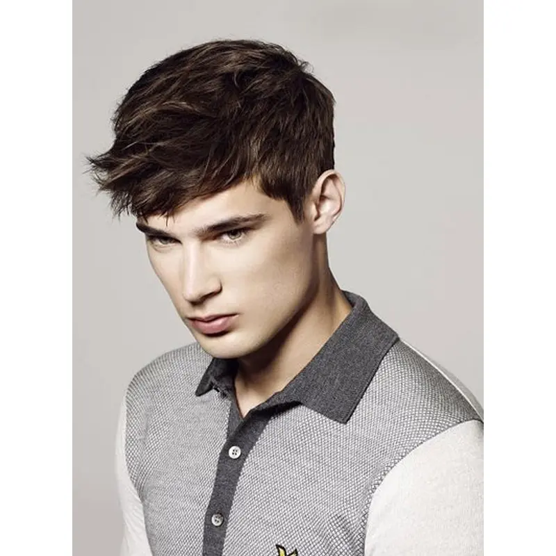 Fashionable Lace Front Straight Cropped Men Wigs