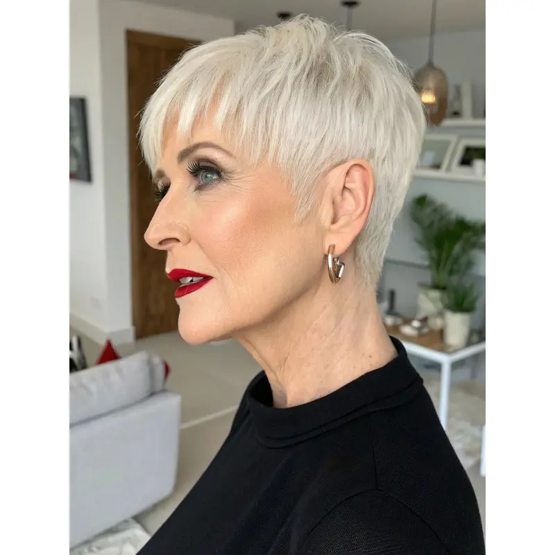 Old Ladies Grey Wigs Boycuts Monofilament Synthetic Straight Wigs