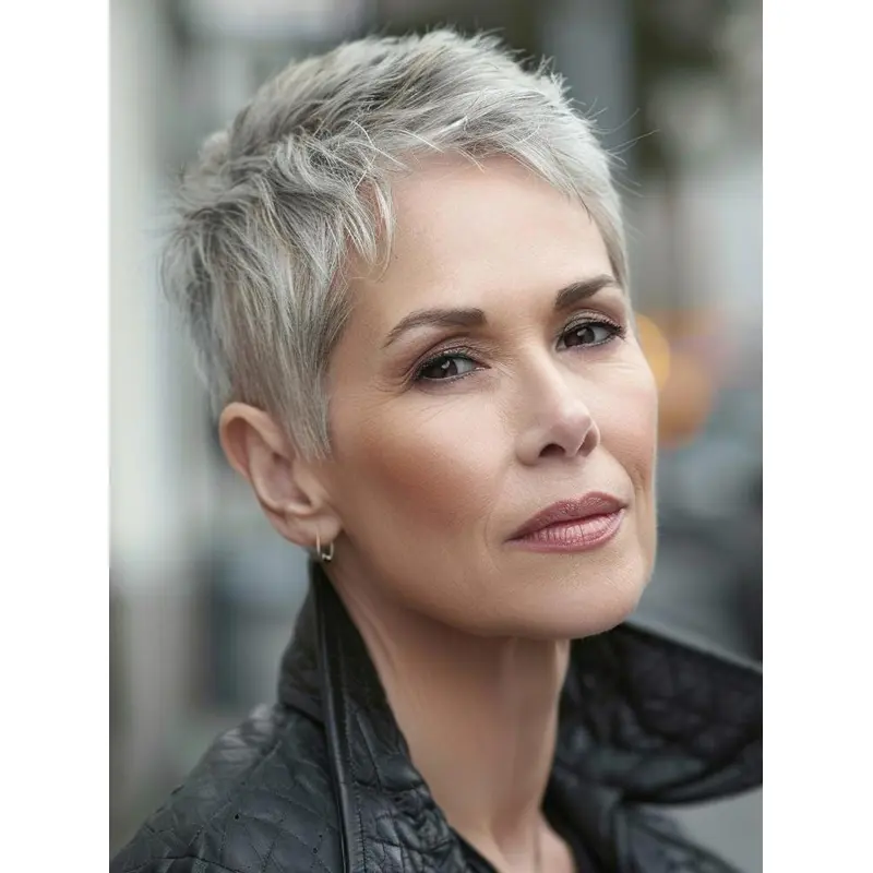 Short Silver Grey Wigs Monofilament 4" Straight Wigs