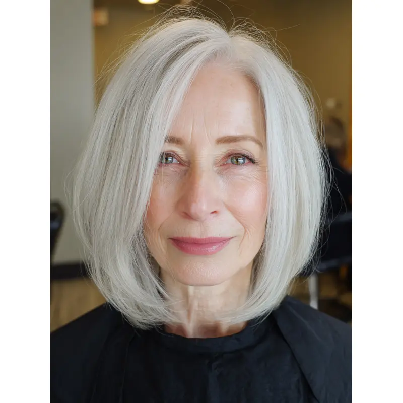 Wigs Grey Silver Bobs Monofilament Synthetic Straight Wigs