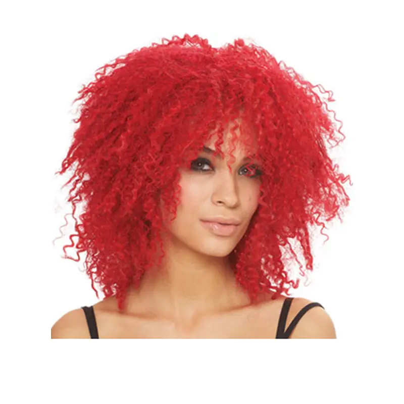 14 Inches Kinky Lace Front Red Synthetic Wigs