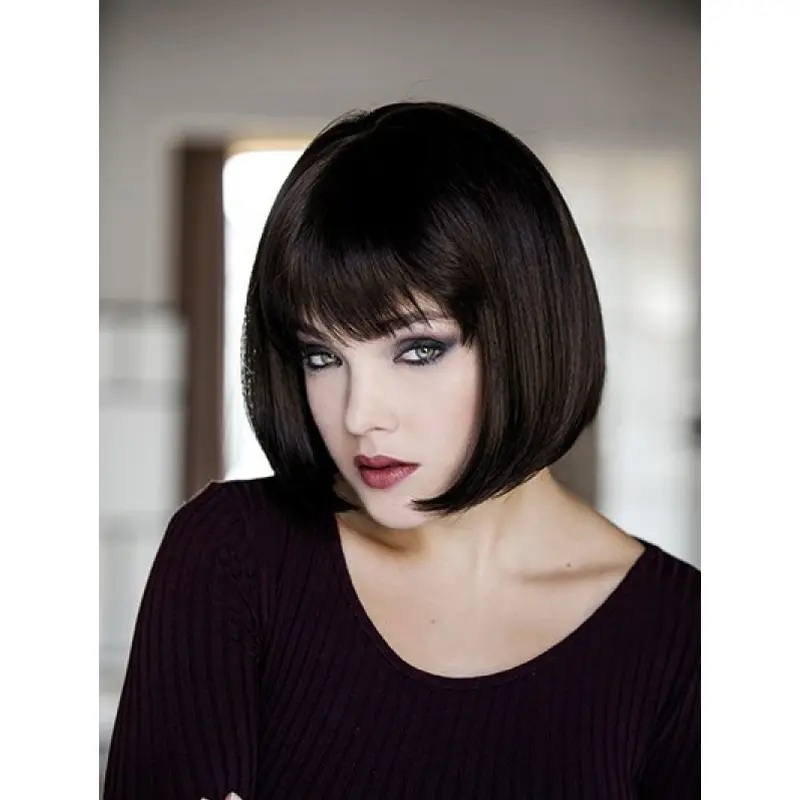 Monofilament Black Synthetic 10" Chin Length Wigs Bob Style