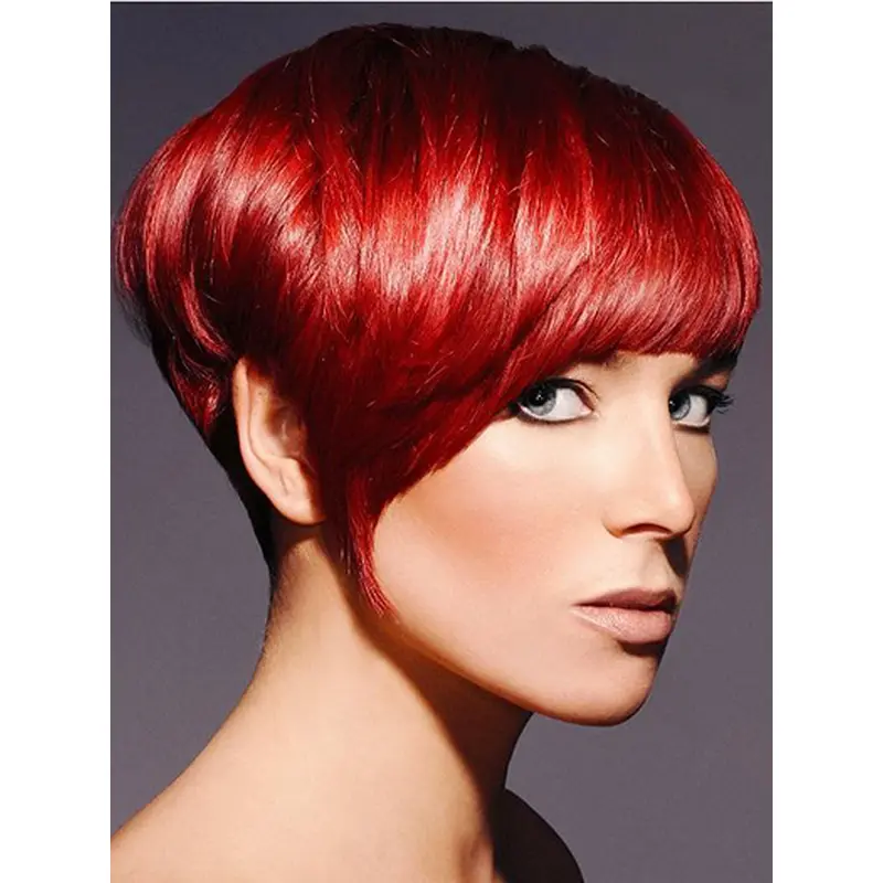 Red Beautiful Boycuts Straight Short Wigs