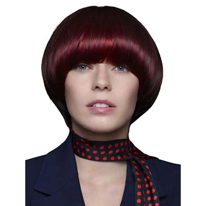 Remy Human Hair 10" Straight Chin Length Red Wigs Bobs