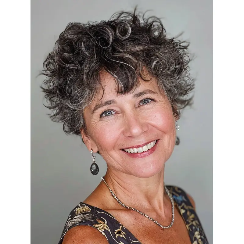 Short Curly Lace Front Wigs Grey 6" Wigs