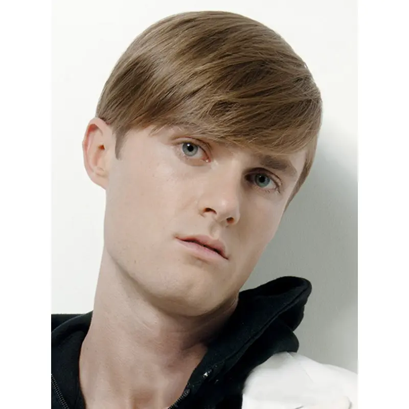 Traditiona Brown Straight Cropped Men Wigs