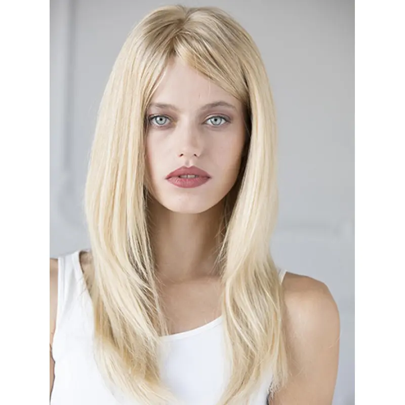 100% Hand-tied 16" Straight Long Human Hair Wigs