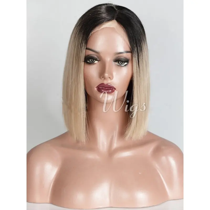 14" Chin Length Straight Bobs Ombre Wigs