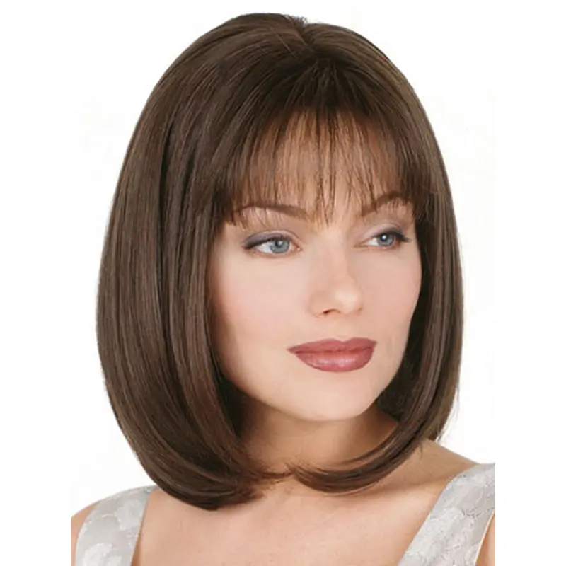 Glamorous Brown Straight Chin Length Petite Wigs