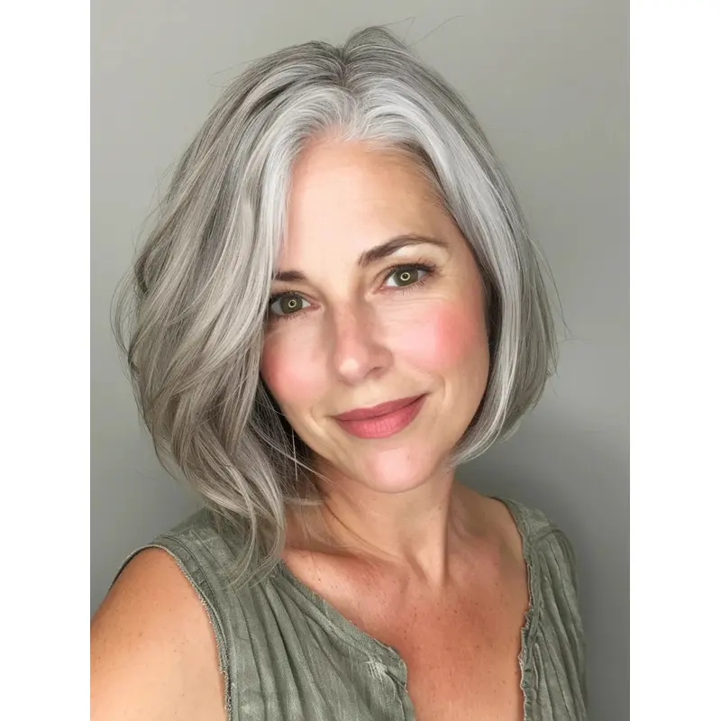 Light Grey Wig Bobs Synthetic 10" Wavy Wigs