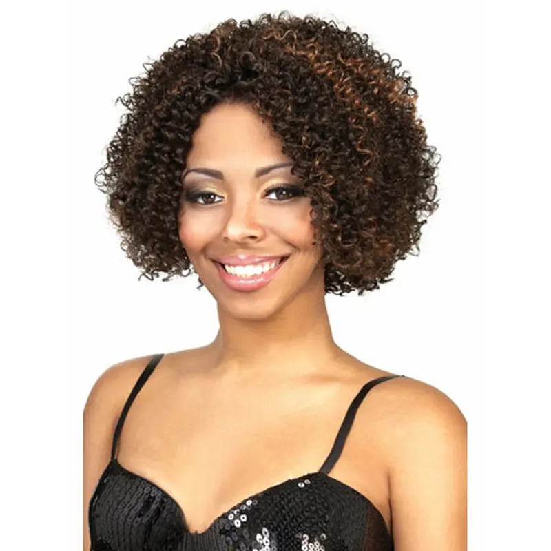 Noble Short Kinky Brown No Bang African American Lace Wigs for Women 10 Inch