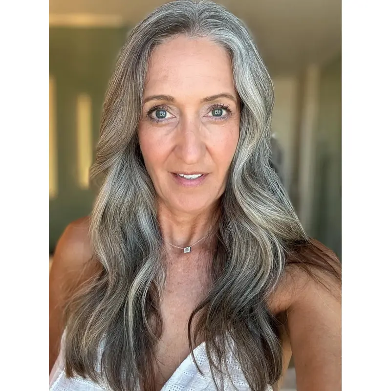 Salt And Pepper Grey Hair Wigs Monofilament 18" Synthetic Layered Wigs