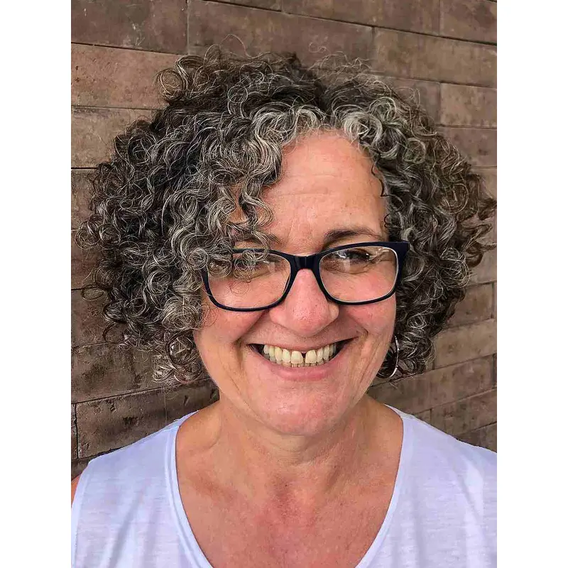 Short Curly Wig 8" Grey Synthetic Wigs