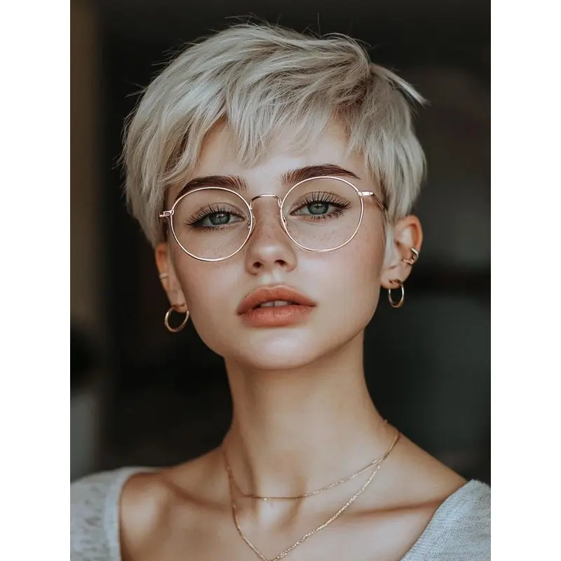 Short Haircut Wigs Lace Front Silver Straight 6" Synthetic Boycuts Wigs