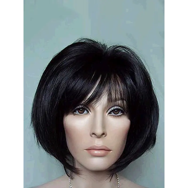 Black Straight Synthetic Tempting Medium Wigs