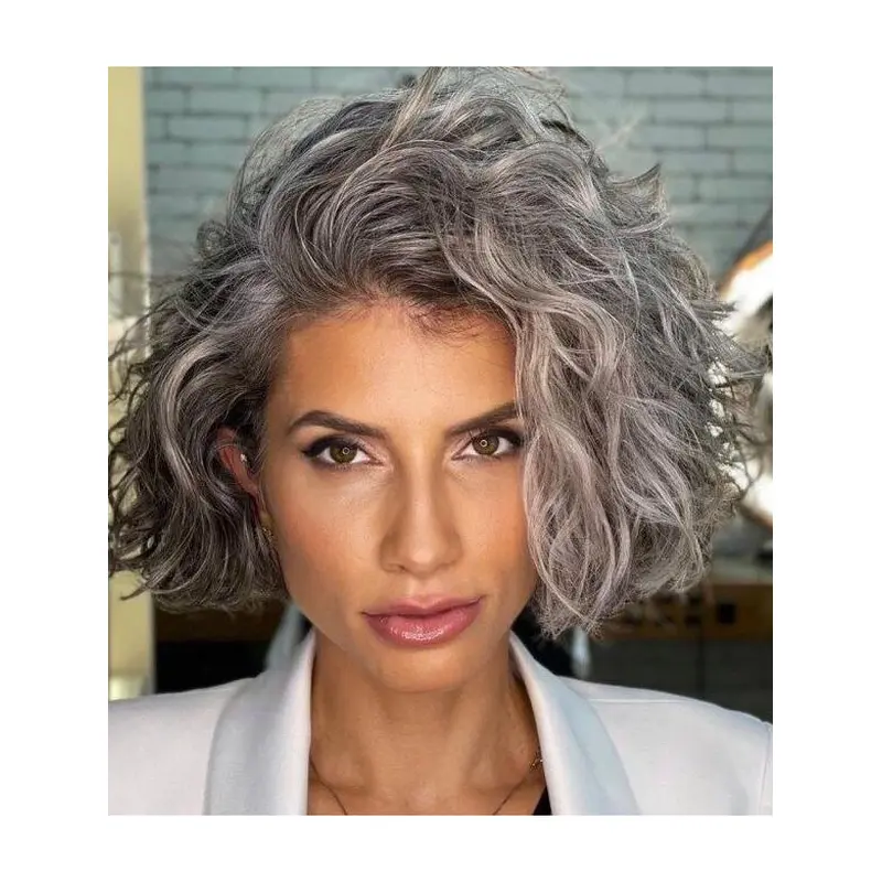 Synthetic Lace Front Wigs Wavy Grey Wigs Online Bob Wigs