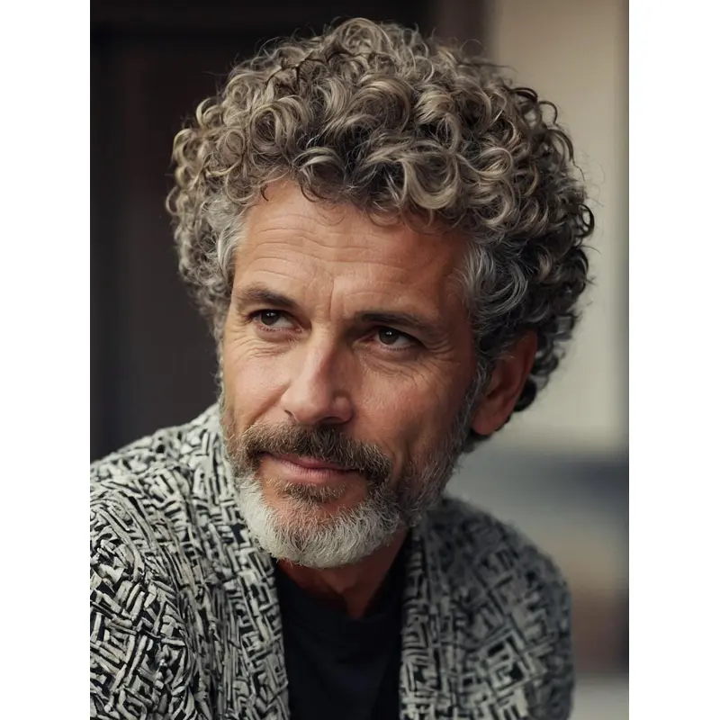 Wig For Balding Man Curly Lace Front Synthetic Layered Wigs