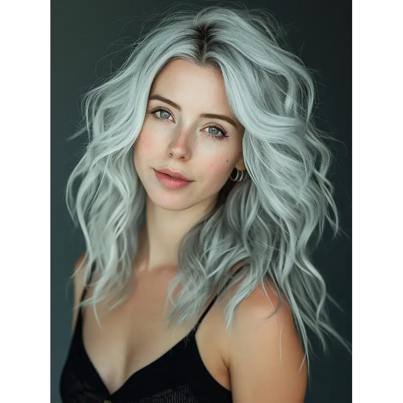 Wigs For Grey Hair Monofilament Long Wavy Remy Human Hair Wigs