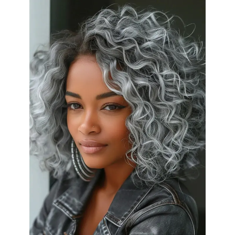 Wigs For Long Face African American Shoulder Length Layered Monofilament Wigs